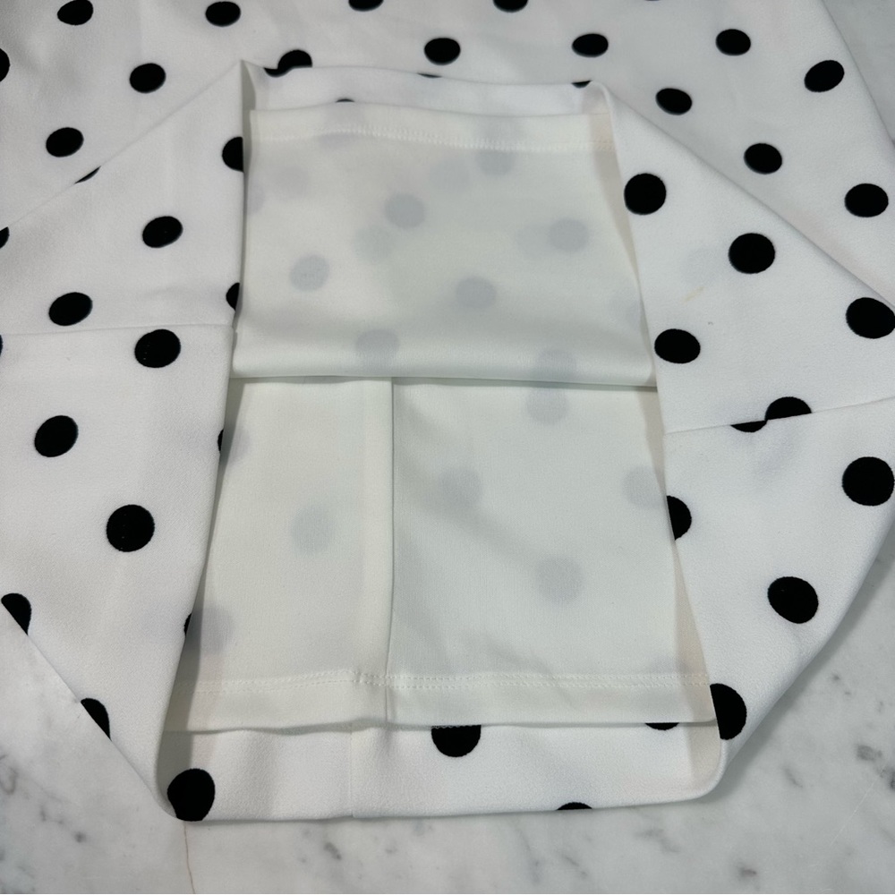 LAUREN RALPH LAUREN Dress Sz 0 Sheath White Black Polka Dot Ruffle Puffy… - Picture 6 of 13